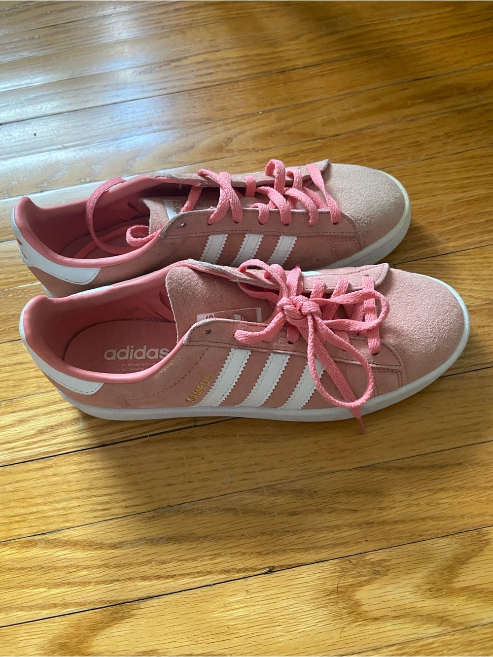 adidas Pink Suede Low-Top Sneakers with White Stripes
